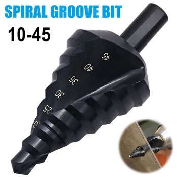 

Nitrogen Towers Drill Bits 10-45mm Hole Cutter Spiral Grooved Step Round Handle L9 #2