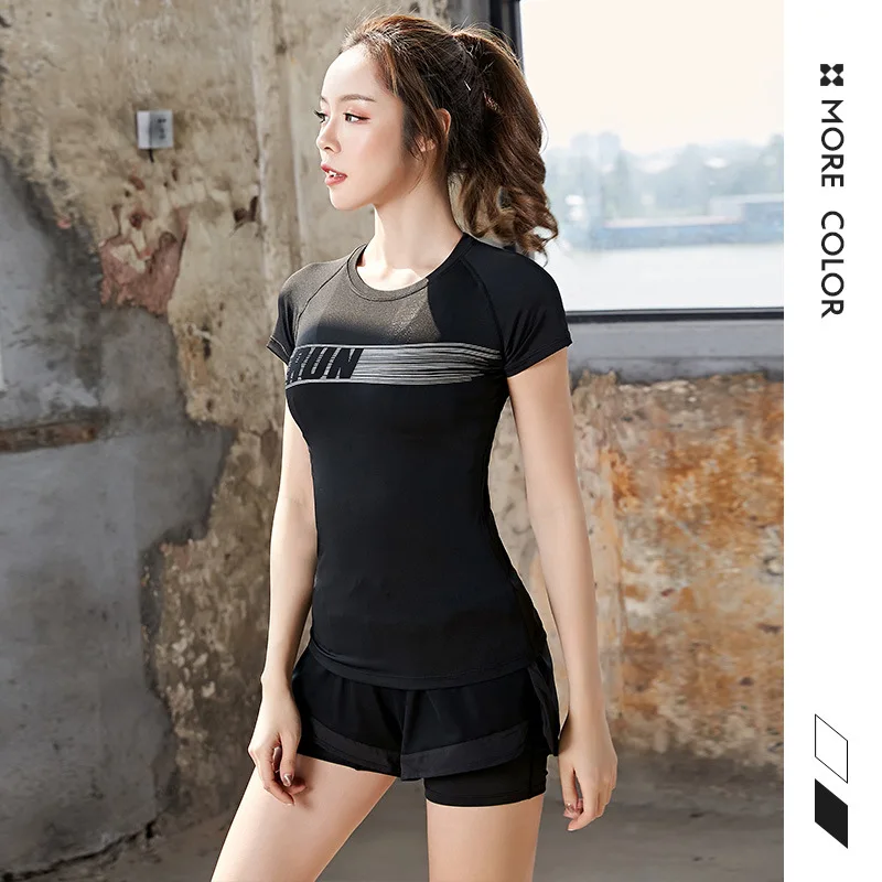 

Summer New Style Yoga Suit WOMEN'S Suit Violent Khan Quick-Dry Breathable Yoga Shorts T-shirt Sports Fitness Suit Two-Piece Set