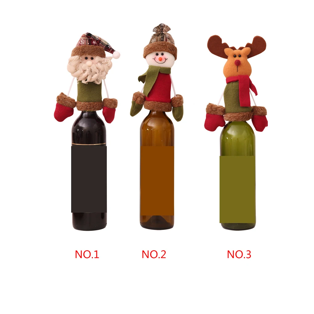 Рождественский Санта Снеговик крышка бутылки вина Топпер Рождественское украшение олень Navidad подарок Мода 3D крышка бутылки Kerst Декор
