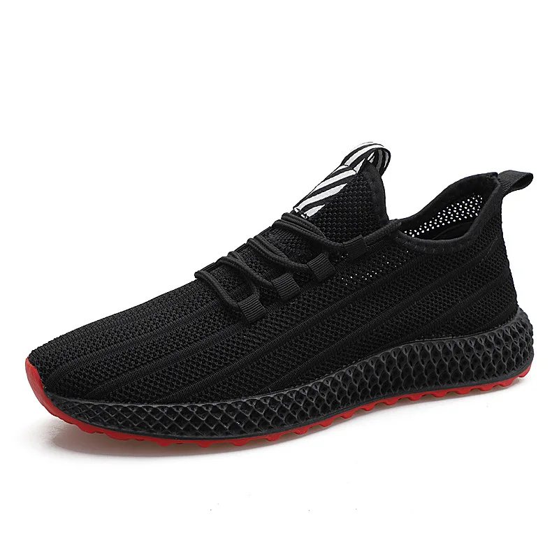 Кроссовки; zapatillas hombre; высокое качество; Flyknit; тканая обувь для мужчин; Tenis Masculino Sapato; Новинка; мужская повседневная обувь; Цвет Черный; дышащая обувь - Цвет: Black Red