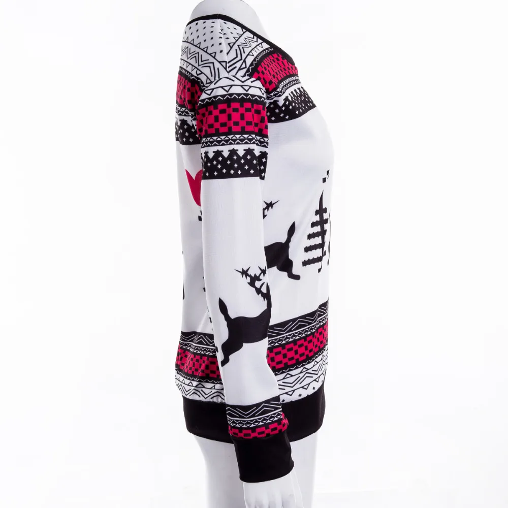 Женские рождественские свитера, женские вязаные пуловеры с длинным рукавом, топы, зимний Повседневный джемпер с рождественским оленем, хлопковый теплый свитер S-XL