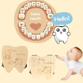 

Baby Tooth Box Wooden Milk Teeth Organizer Storage Boys Girls Save Souvenir Case