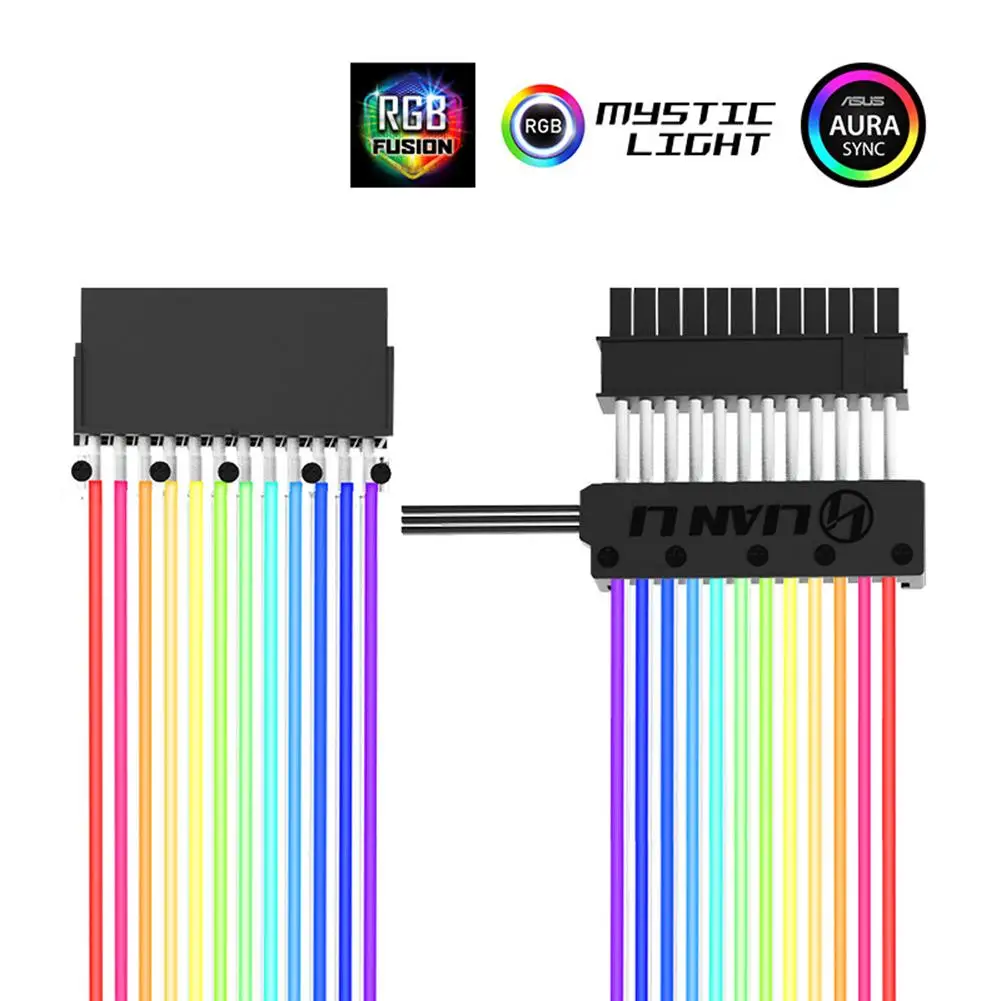 Прочный неоновый RGB материнская плата кабель шасси удлинитель питания 24Pin 5V PC Case