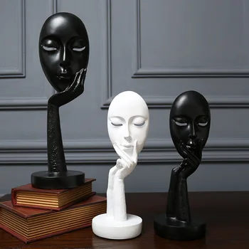 

Home Decoration Statue Table Decorations Accessories 3D Face Mask Abstract Sculpture Decorative Art Figurine Living Room Decor