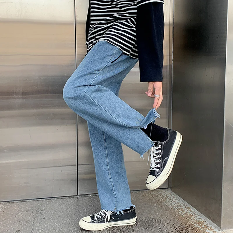 Jeans Men Solid Retro Side slit Fur 