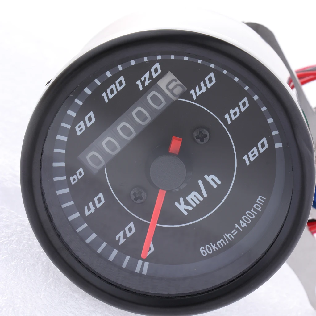 Universal Digital Motorcycle LCD Screen Speedometer Odometer Techometer Gauge Dual Speed LED Backlight Black Shell