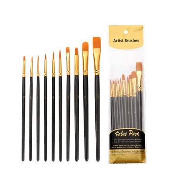 

10pcs/set Stationery Gift Paint Brush Set For Kids Craft Nylon Acrylic Oil Students School Watercolor Drawing Tool Art Supplies