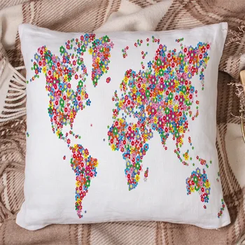 

Paradise Flowers Banner Map Pillow Covers Cases Cushion Pillowcase Square Print