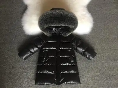 Kids Winter Duck Down Coats With Fur Collar Boys Girls Long Ski Jacket Children Snow Wear Parka Teeanagers Outerwear Thick Coats - Цвет: Z