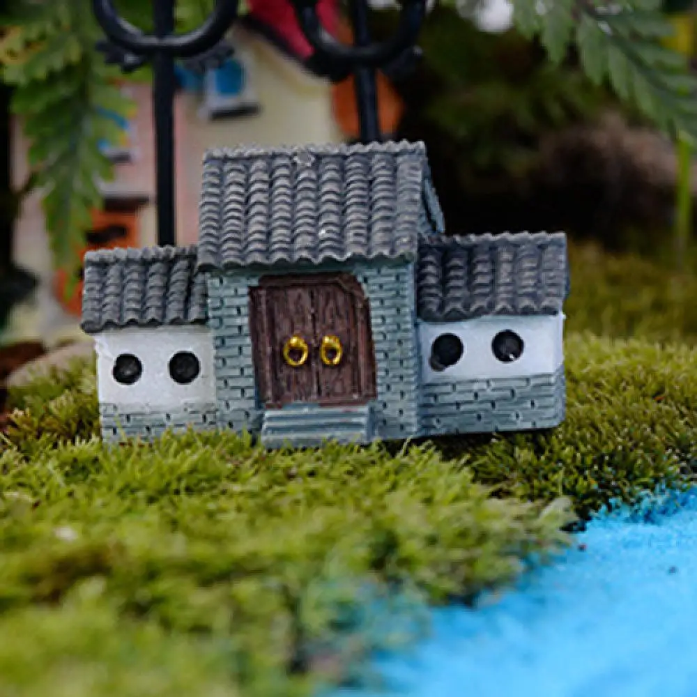 Chinese Antique Mini House Retro Building Micro Fairy Garden Figurines Miniatures Vintage Home Decor Ornaments DIY