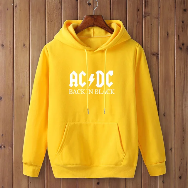 Yellow-W Мода AC/DC черная группа рок толстовка одежда толстовки для женщин/мужчин Осень Зима хип хоп с капюшоном - Цвет: Yellow-W