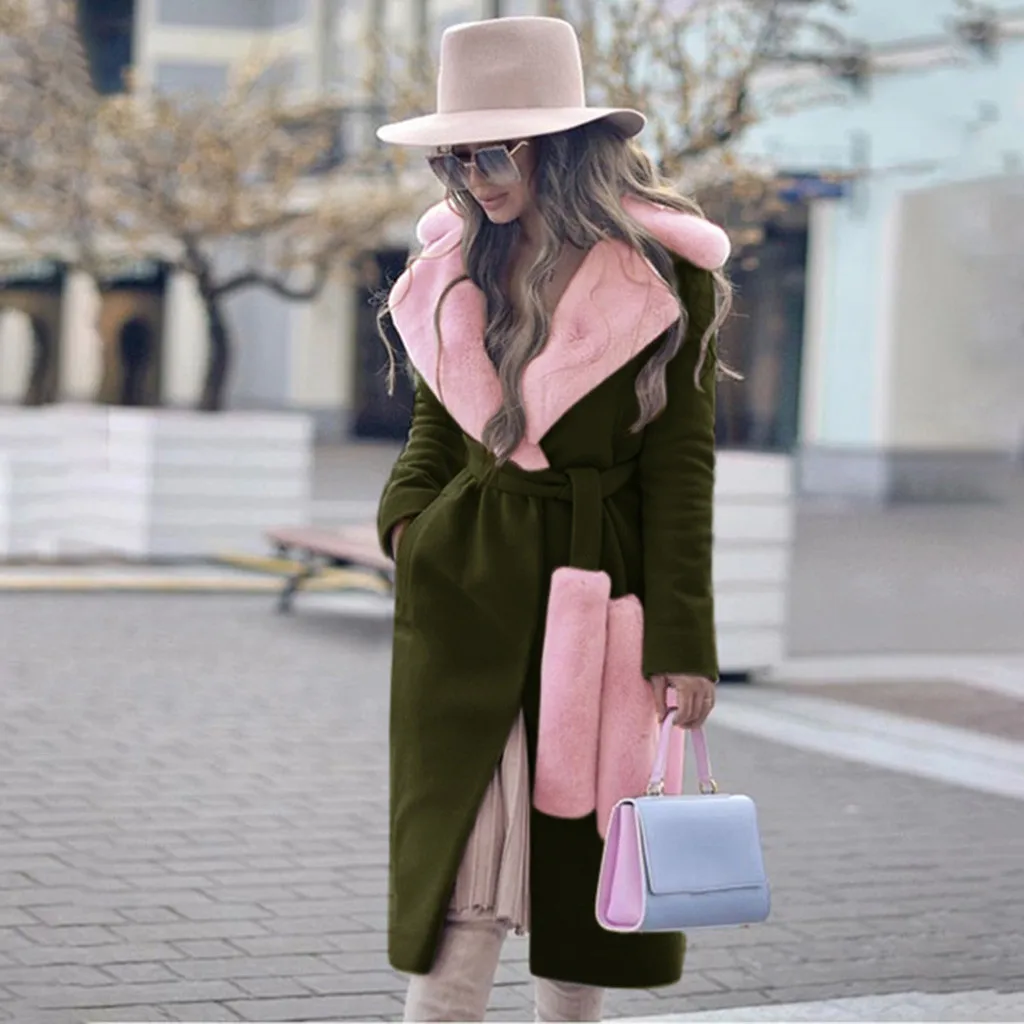 Best Winter Warm Women #039;s Fashion Thicken Turn down Collar Woolen Coat with Collar Winter Jacket Women Fur Coat Jackets Female 9.4