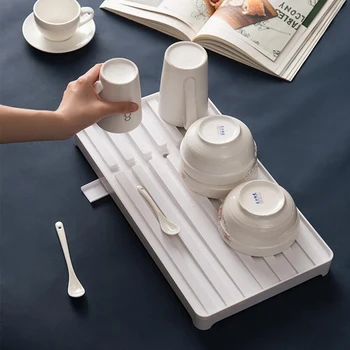 

Multifunctional Drain Rack Rectangular Storage Rack Plastic Shelves Fruit Tray Shelf Holder Space Saver Kitchen Tableware Tray