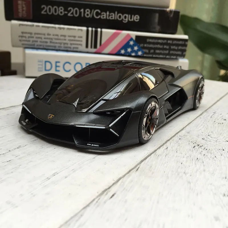 Bburago 1:24 Lamborghini Terzo Millennio black alloy car model simulation car decoration collection gift toy Die casting model