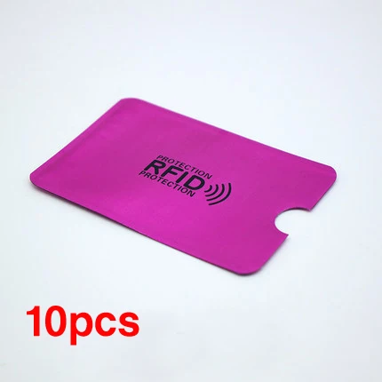 10PCS Brand New High Quality Anti Rfid Shielding Card Reader Lock Bank Card Sleeve Protection ID NFC Aluminum Credit Card Sleeve rose red (10pcs)