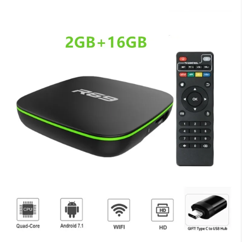 2GB16GB ТВ-бокс Smart Android 7,1 телеприставка 1 ГБ 8 ГБ Allwinner H3 четырехъядерный 2,4G Wifi телеприставка 1080P HD Поддержка 3D медиаплеер - Цвет: 2GB16GB