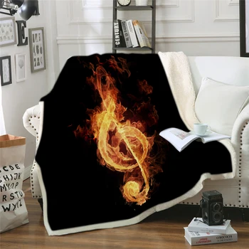 

Modern Throw Blanket Hand Drawn Red Rose on Piano with Musical Notes Romantic Instrumental Art Warm Microfiber Blanket