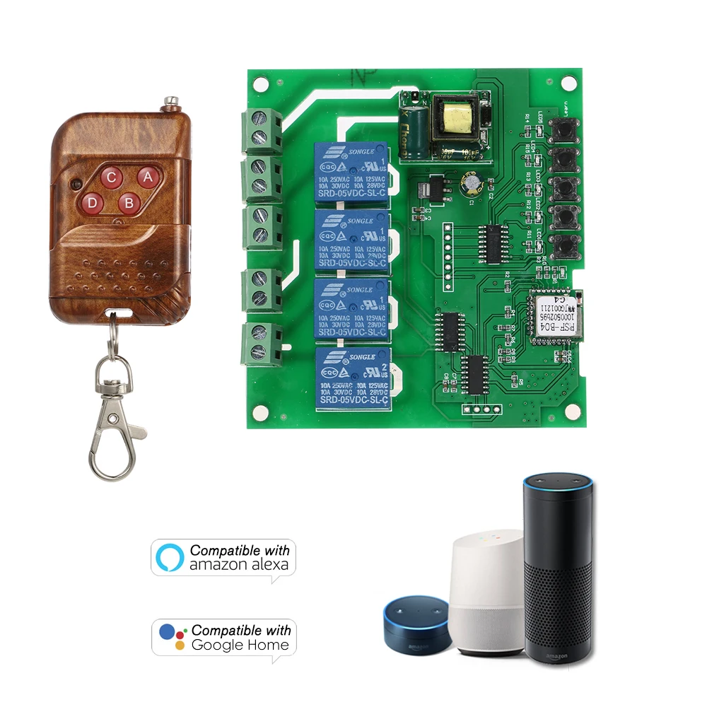 EWeLink 4CH AC85-250V RF 433 МГц 4 банды WiFI переключатель 3 режима работы инчирование/самоблокирующийся/Блокировка WiFi умный переключатель умный дом