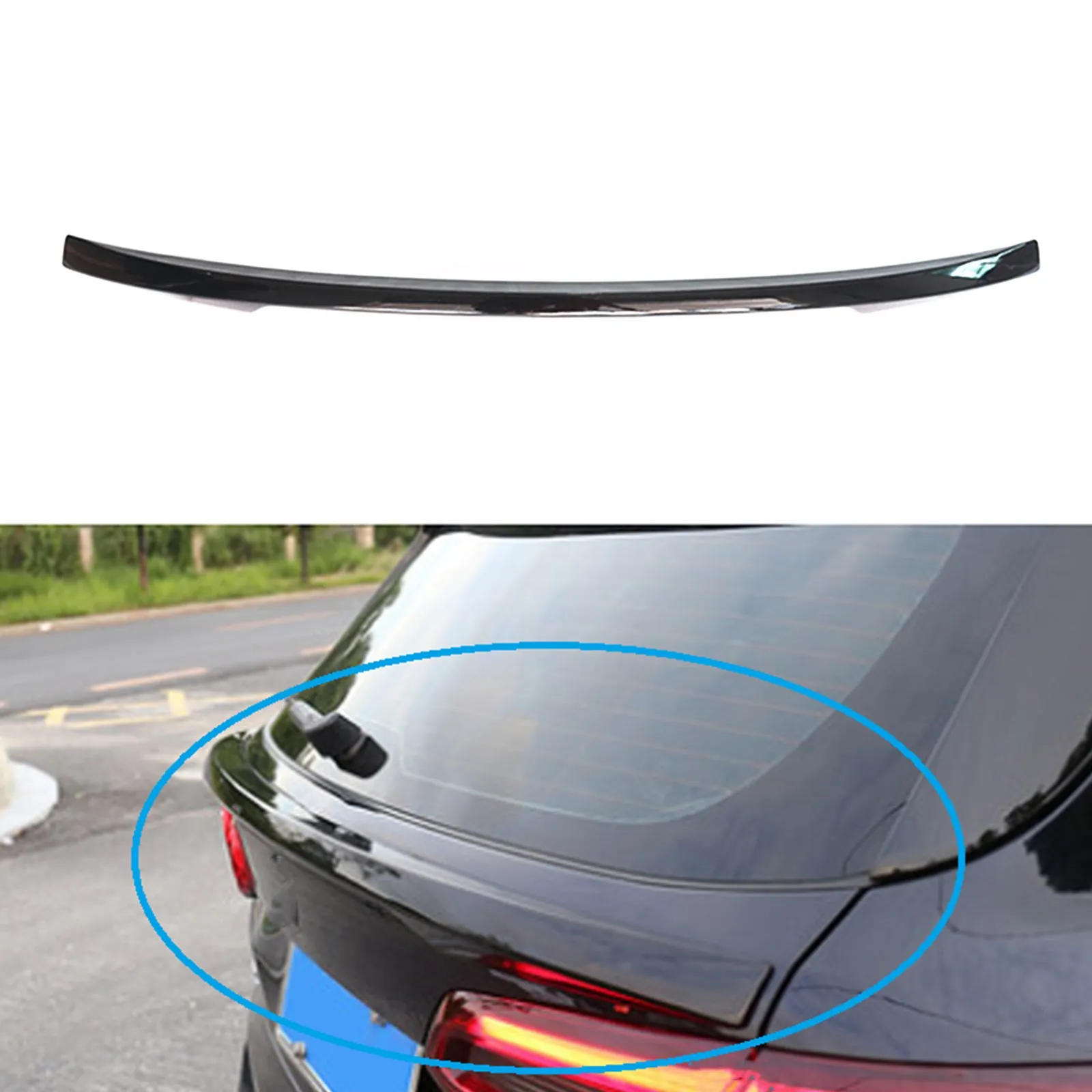 

For BMW X7 G07 2019-2024 Rear Spoiler Trunk Lid Middle Wing Mid Lip Gloss Black/Carbon Fiber Look ABS Tail Gate Center Splitter