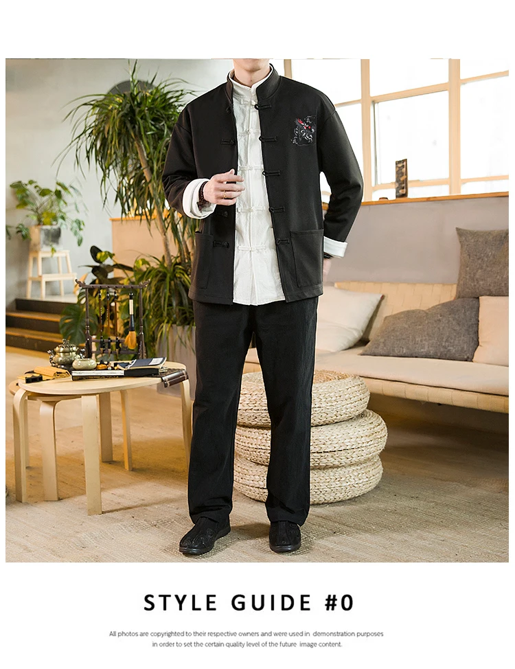 Sinicism Store, мужская мода, куртка в китайском стиле, Мужская свободная осенняя одежда Tang, Мужская свободная куртка с вышивкой и пряжкой