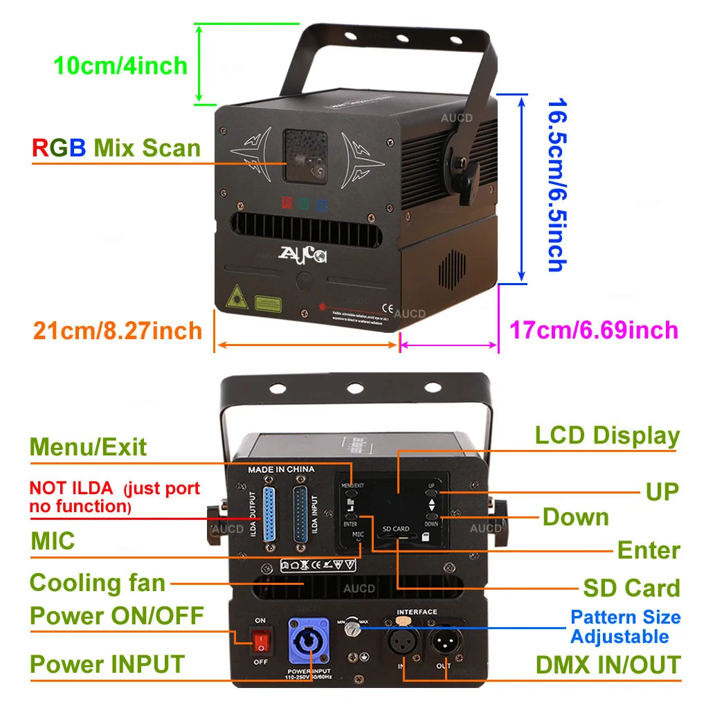 AUCD SD карта программа 1 Вт RGB Полноцветный анимационный сканирующий проектор лазерные огни Dsico Pro DJ вечерние DMX луч шоу сценическое освещение FBSD