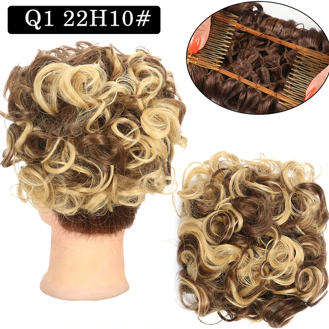 Synthetic Curly Elastic Band Chignon Plastic Comb Clips in Hair Extension Hair Bun Updo Cover Hairpieces Hair Accessories Q1 22H10
