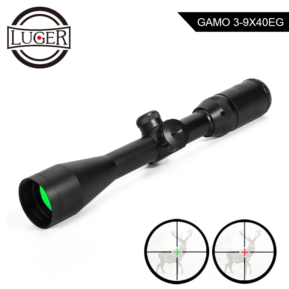 LUGER 3-9x40 EG охотничья Оптика прицел тактический оптический прицел красный зеленый точка крест волосы ретикальные области для винтовки страйкбол Воздушный пистолет