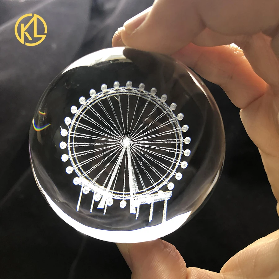 Горячая 60 мм/80 мм Хрустальный Шар колеса обозрения 3D лазерная гравировка Миниатюрная модель Сфера стекло ремесло Глобус украшение дома орнамент подарок