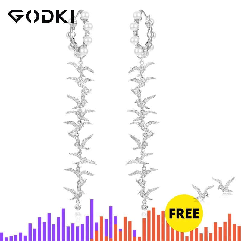 buy1 free1 Silver GODKI, корейские трендовые серьги с искусственным жемчугом для женщин, богемные серьги-капельки в виде чайки, Brincos, Женские Ювелирные изделия своими руками - Окраска металла: buy1 free1 Silver