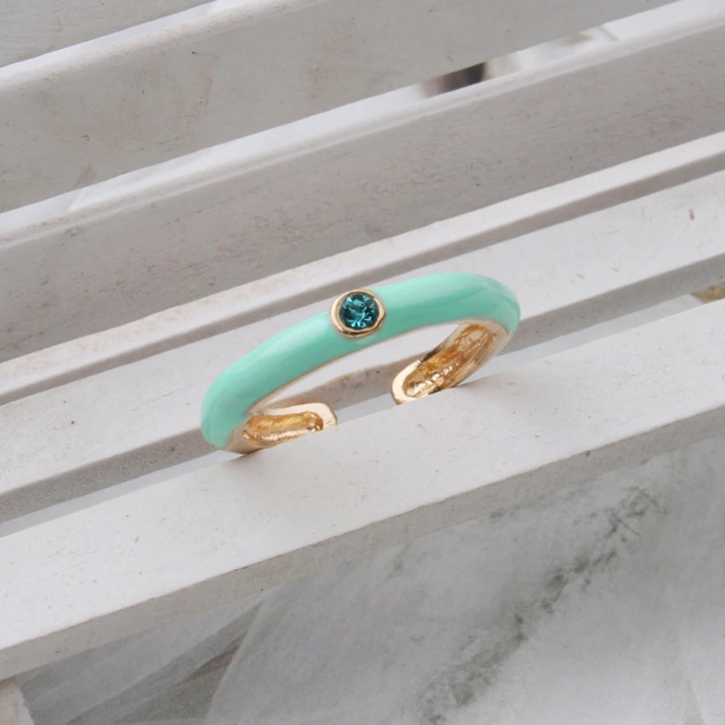 Y2K Multicolor Enamel Dripping Oil Open Ring For Women Adjustable Gold Plated Chunky Finger Rings Party Jewelry gift