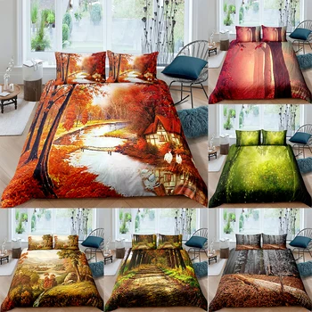 

Forest Nature Cure Bedding Set Queen 3D Cute Printed Duvet Cover Bedclothes 2/3pcs Home Textiles Luxury high Quality Bedspread