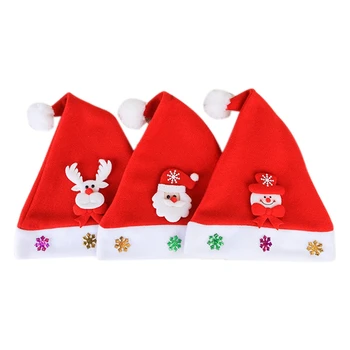 

3 Pc New Christmas Hats Adults Kids Children Costume Santa Claus Snowman Reindeer Festival Hat