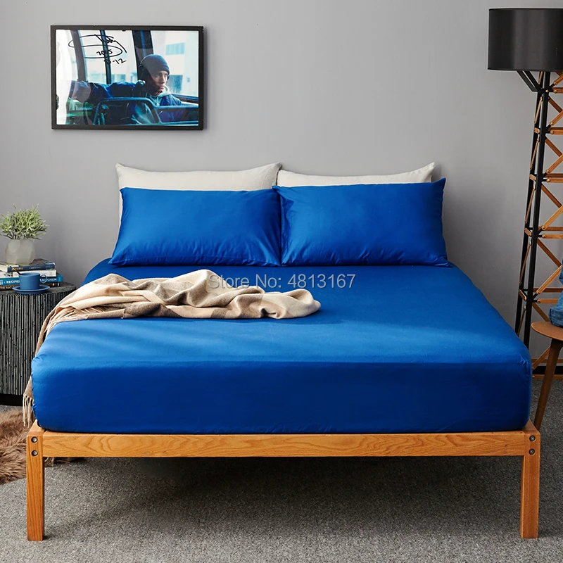 10 Sizes Solid Fitted Sheet Bed Sheets Pillow Case Bed Cover Mattress