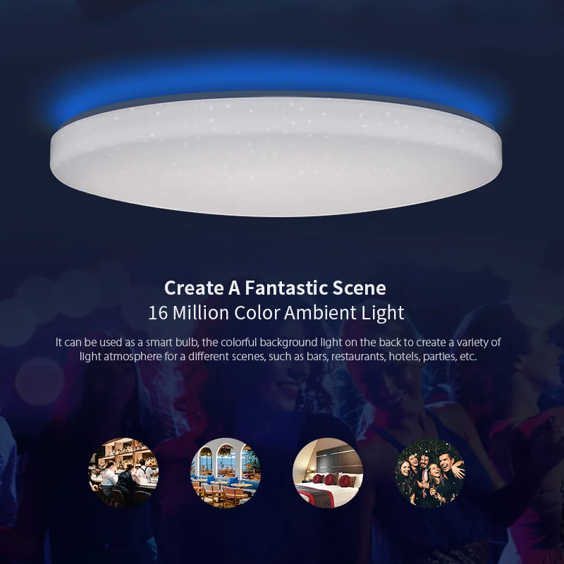 Yeelight JIAOYUE 650 LED Smart Ceiling Light WiFi Bluetooth APP Control With RGB Ambient Lamp 50W S