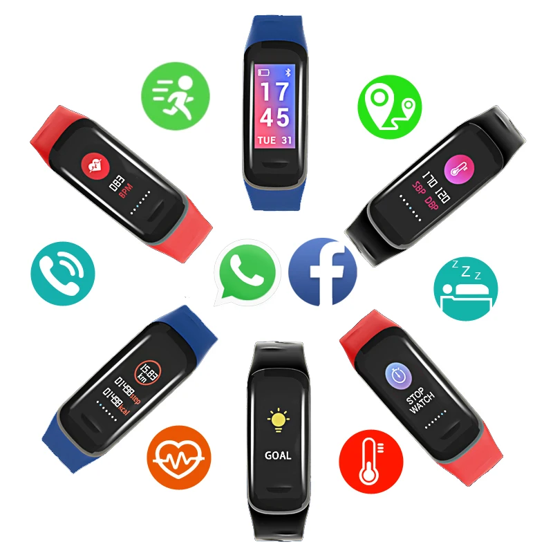 Модные спортивные часы-браслет для женщин и мужчин, светодиодный водонепроницаемый смарт-браслет на запястье, часы с шагомером кровяного давления для Android IOS