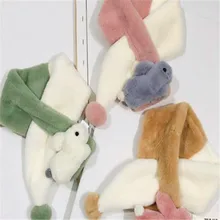 Цвет сочетающийся плюшевый мультфильм милый маленький кролик крест воротник зимний теплый воротник шарфа Мужской ребенок огорчен девочек X133