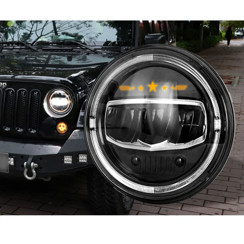 7 дюймов круглые Halo светодиодные фары для Jeep Wrangler Unlimited JK " DRL Угловые глаза для Лада Нива светодиодные фары с прожектором