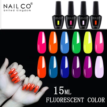 

NAILCO Fluorescent Color Gel 85+12 Colors Nail Polish UV 15ml Transparent Soak Off Long Lasting Gel Lacquer Nail Art