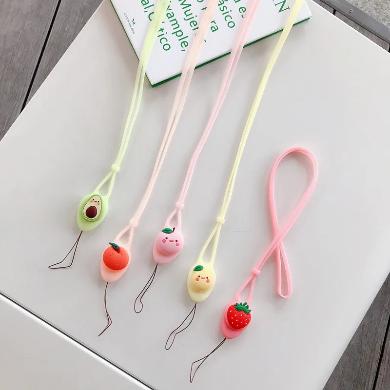 Cute Fruit Mobile Phone Straps Rope Cartoon Strap Neck Lanyards Charm Hand Strap For Phone Case Long Rope Lariat For Name Card
