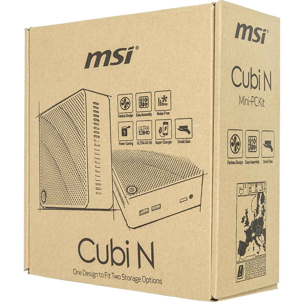 Неттоп MSI Cubi N 8GL-020XRU slim PS N5000/4Gb/SSD128Gb/UHDG 605/noOS/черный