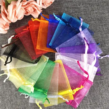 

50pcs 7x9 9x12 10x15 13x18CM Organza Bags Jewelry Packaging Bags Wedding Party Decoration Drawable Bags Gift Pouches 5Z