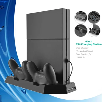 

PS4 Vertical Cooling Stand With 2 Controller Charger Charging Dock Cooling Fan For Sony Playstation 4 PS 4 Games Accessories