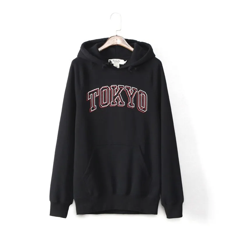 

New Arrival 2019 Japan Harajuku Women Hoodies Tokyo Letter Printing Pullover Sweatshirt Hip Hop Streetwear Plus Size Clothing