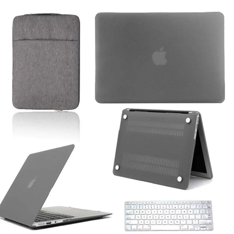 Grey KK&LL Жесткий Чехол для ноутбука+ сумка+ чехол для клавиатуры-Apple MacBook Air Pro retina 11 12 13 15 и Air13/Pro 13 15 Touch Bar - Цвет: Grey