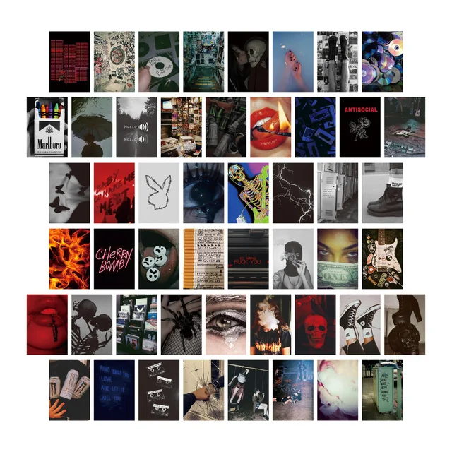 50 Sheets ​Ins Nordic Color Aesthetics Decorative Card Photo Props Diy Background Poster Wall Sticker Double Sided Postcard 07