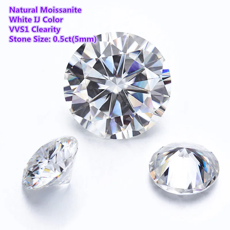 Moissanite Свободный Камень IJ цвет 0.5ct круглый бриллиантовый огранка DIY кольцо
