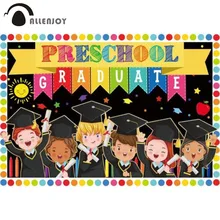

Allenjoy Preschool Graduate Backdrop Kids Grad Prek Congrats Class of 2022 Colourful Blackboard Bachelor Cap Photo Background