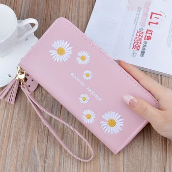 

Female Wallet PU Leather Long Purse Black/pink/blue/green Famous Brand Designer Wallet Women 2020 Daisy Female Purse
