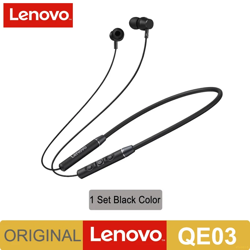 Auriculares Inalambrico Bluetooth Lenovo Qe03 Color Negro