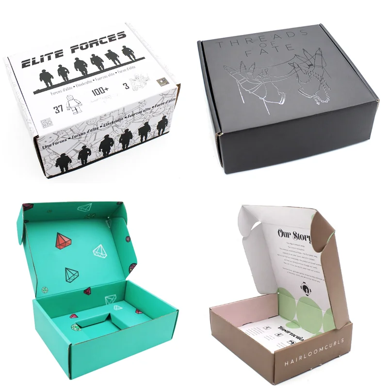커스텀 로고 인쇄, 화이트 블랙, 주름진 크래프트 판지, 우편물 배송 상자, 선물 종이 상자 포장, 500 개